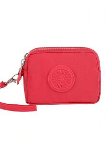 极简复古纯色尼龙钱包，三层拉链设计，男女通用小巧钱包/零钱包/卡包，易于保养，精美礼品。