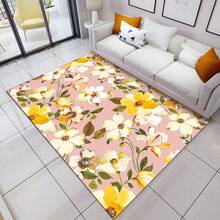1pc Modern Pink Floral Pattern Area Rug, Decorative Carpet Suitable For Living Room, Classroom, Game Room, Dorm, Bedroom - Multicolor - View 4