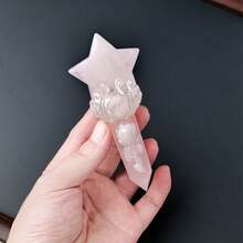 1PC Mini Size Natural Crystal Moon Star Point Magic Scepter Healing Stones Craft Fairy Wand Party Halloween Decor Party Thanksgiving EasterGift - Magic Wand - View 6