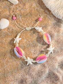 1pc Bohemian Ocean Beach Style Sea Turtle, Shell & Starfish Bracelet For Women, Print Pattern May Vary Slightly - Multicolor - View 11