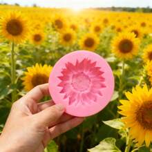 1pc Pink Sunflower Shaped Silicone Mold, Suitable For Car Fragrance, Handmade Candles, Plaster Decorations, Easy Demold And Reusable - Pink - View 2
