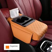 Organizador de Caja de Pañuelos para Coche, Caja de Almacenamiento de Consola, Caja de Reposabrazos, Cojín de Consola, Caja de Aumento de Altura de Consola y Consolas de Piso, Caja de Almacenamiento de Teléfono de Consola, Caja de Reposabrazos para Coche - carmesí - Ver 5