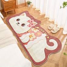 Cartoon Plush Area Mat Pink Cat-Shaped Plush Design Area Rug, Comfortable For Bedroom, Living Room, Office, Study, Entryway, Room Decor As Floor Mat, Modern Rectangle Absorbent Bedroom Rug, Machine Washable & Non-Slip, Rugs For Living Room - Indoor All-Season Home Decor, Rugs For Bedroom, Living Room Large Rugs, Cute Rug, Bedside Rug, Playroom Mat, Children's Floor Mats, Living Room Decor, Bedroom Decor, Autumn Decor Home - Multicolor - View 3