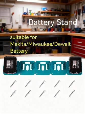 10pcs/5pcs/1 Wall-Mounted Battery Stand, Battery Storage Rack. Practical Tools, Tool Accessories.Home Essentials.Battery Holders For Makita/Miwaukee/Dewalt Battery Mounts Fit For Milwaukee Lithium Battery(With The Screws, No Battery)
