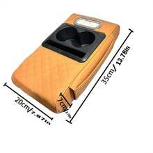 Organizador de Caja de Pañuelos para Coche, Caja de Almacenamiento de Consola, Caja de Reposabrazos, Cojín de Consola, Caja de Aumento de Altura de Consola y Consolas de Piso, Caja de Almacenamiento de Teléfono de Consola, Caja de Reposabrazos para Coche - carmesí - Ver 7