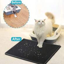 1片猫砂垫，双层大蜂窝猫砂收集垫，猫咪用品，防滑防水猫砂盆垫，适用于地板、地毯、猫砂盆垫 - 彩色 - 查看 11