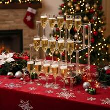 三层亚克力香槟塔架，带15个酒槽，透明壁挂式鸡尾酒架，适合圣诞派对、生日、婚礼派对礼物、学校庆典等场合。 - 透明 - 查看 3