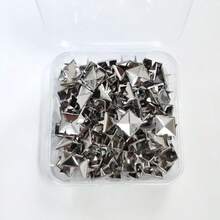 100pcs Pieces 10mm Silver Studs For Clothing Four-Jaw Square Spikes For Crafts Punk Metal Spike Studs For Leather Jacket Bag Dog Collar
