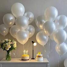 50/100个珠光白气球套装，高级光泽表面，适用于婚礼、求婚、生日派对、宴会、周年纪念、摄影背景、情人节，优雅纯净，柔和光泽，营造浪漫精致的氛围，是高档婚礼和派对装饰的理想之选。 - 珠光白 - 查看 2
