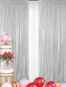 2件套派对背景装饰布，生日派对装饰用品背景横幅金色背景布，金色家居装饰窗帘，婚礼装饰，婴儿洗礼装饰，适合搭配金属拱形支架和气球，完美的背景装饰，也适合日常使用，闪亮的背景材质永不过时，适合返校季和情人节等场合。 - 彩色 - 查看 10