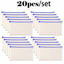 5/10/20/50 pièces Sacs à fermeture éclair en coton vierge DIY Sacs de rangement pour maquillage, cosmétiques, articles de toilette, papeterie, cadeaux - Beige - Voir 26