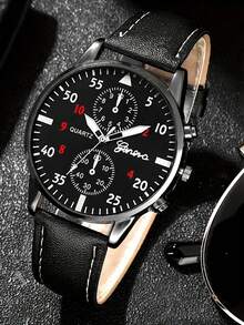 2/1pc Boys' Classic Fashionable Business Luxurious Simple PU Leather Quartz Watch, Suitable For Boys To Wear, Equipped With A Fashionable PU Leather Wallet, Suitable For Students, Very Suitable For Daily Life Such As School, Gatherings, And Travel. Birthday Gift, Graduation Season, Christmas - The Perfect Gift For Boys ﻿