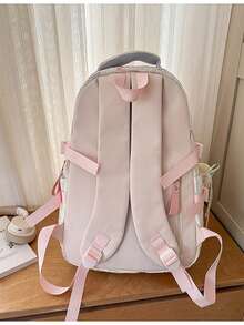 Large Capacity Stylish Contrast Color College Student Backpack With Multi-Layers And Star Pendant - Multicolor - View 3