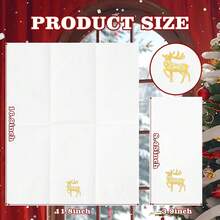 50 Pack Christmas Deer Paper Napkins - Christmas Gold Dinner Napkins - Cloth-Like Disposable Hand Towels For Xmas Holiday Table Bathroom Decor Party,GoldDeer - 金鹿 - 查看 3