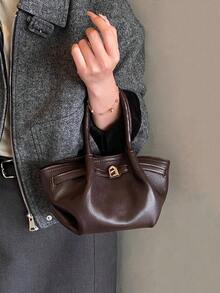 Dedoo Túi xách kiểu dáng châu Âu & Mỹ độc đáo, chất liệu da lộn, có khóa cài, phong cách đường phố dành cho nữ, thích hợp cho mua sắm, đi làm, dự tiệc và làm quà tặng vào mùa thu/đông. - Cà phê - Xem 2