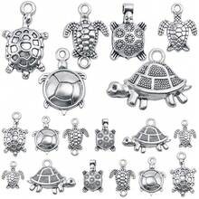 60pcs  Antique Silver Sea Turtle Charms Vintage Alloy Tortoise Ocean Animal Pendant Charms For DIY Necklace Bracelet Jewelry MaFKing Crafts Decor, 6 Styles,Turtle - 龜 - 查看 1