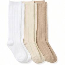 Burt's Bees Baby Knee High Organic Cotton Cable Knit Calcetines Bebé-Niñas - 1224 Meses - Ver 1