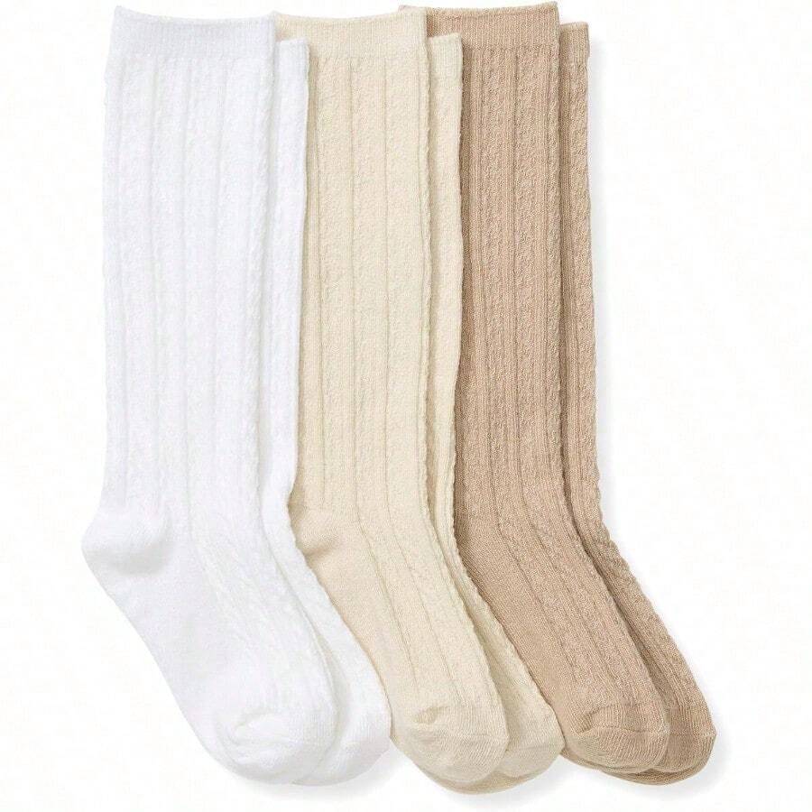 Burt's Bees Baby Knee High Organic Cotton Cable Knit Calcetines Bebé-Niñas - 1224 Meses - Ver 1