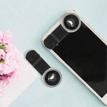 Lente de Cmara para Telfono con Clip Lente Macro y Ojo de de Aleacin de Resistente al Agua para Smartphone Plata - inicial - Ver 3