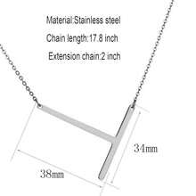 MOMOL Sideways Initial Necklace 18K Gold Plated Stainless Steel Large Big Letters Pendant Necklace Script Name Monogram Necklaces For Women,T - t - 查看 5
