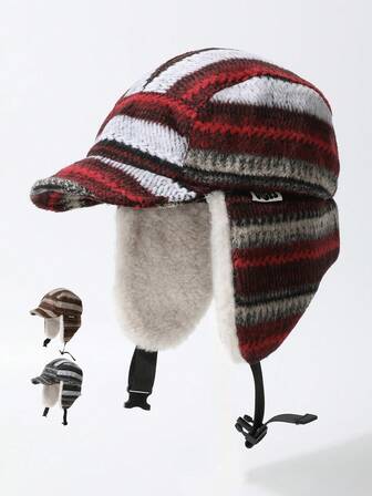 1顶女士仿毛皮护耳飞行员帽，冬季防风保暖飞行员帽，加厚防寒骑行帽