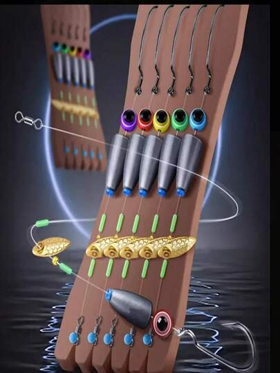 1 Set Of 5pcs Texas Rig Fishing Kit, For Bass Fishing Carolina Rig Set, Fishing Tackle, Hooks, Carp Fishing, Hair Rig, Pre-Made Herring Bait, Weights 3.5g 5g 7g 10g