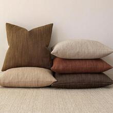 Foindtower Set Of 2 Decorative Textured Burlap Linen Throw Pillow Covers Farmhouse Boho Cushion Cover Solid Accent Pillowcase For Couch Sofa Bed Living Room Home Decor,20*20 Inch,Golden Brown,20inchx20inch(Packof2),Toffee - 乳糖 - 查看 7