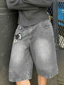 Teen Boys' Pocketed Casual Wide Leg Retro Loose Denim Shorts