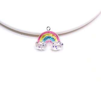 Accesorio de joyería de resina con colgante simulado de arcoíris con brillo, para hacer pendientes, collares y llaveros DIY