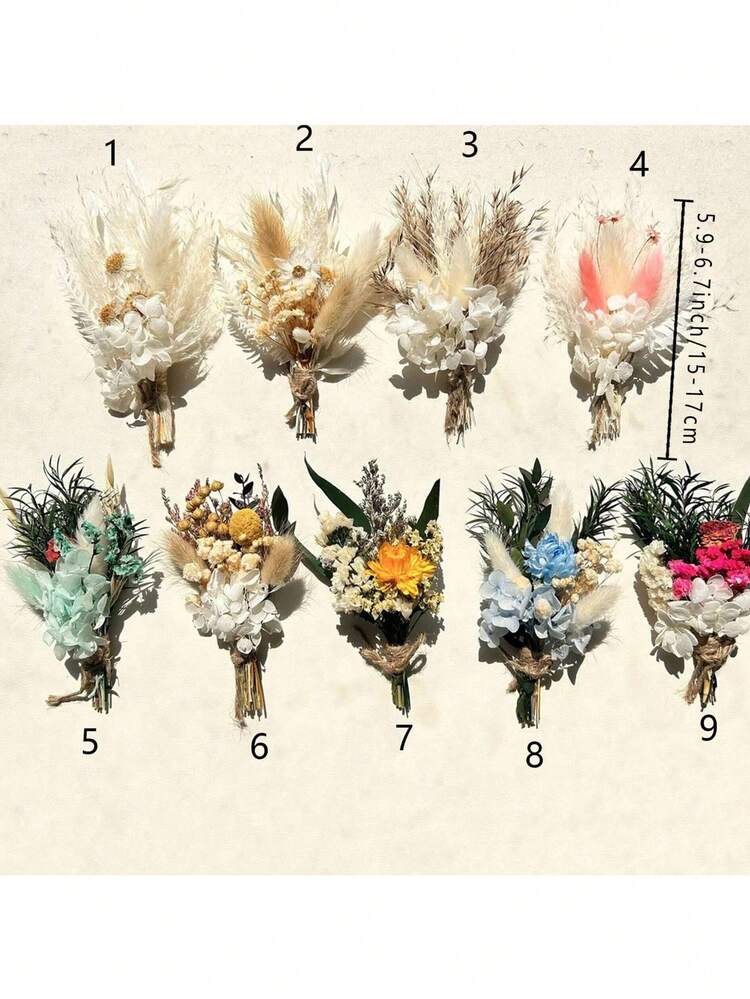 波西米亚风迷你干花花束套装 | 小花瓶插花 | 桌面装饰 | 邮箱礼物 - 彩色 - 查看 1