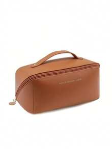 Multifunctional Travel Organizer Bag, PU Leather Waterproof Cosmetic Bag, Cosmetic Bag With Letter Stickers, Large Capacity Double-Layer Cosmetic Bag, Travel Toiletry Bag, Portable Travel Cosmetic Bag, Multifunctional Waterproof Bag - Multicolor - View 37