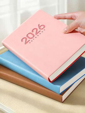 Planificador en inglés de 400 páginas 2026 con cubierta de PU - Libro de planificación en inglés para adultos, metas mensuales, listas de tareas diarias, cuaderno con fecha, diario portátil de piel sintética, diario de eficiencia diaria - Ideal para la gestión del tiempo de estudiantes y profesionales.