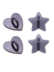 2pcs Silver Heart & Star Shaped Phone Hanging Strap, Convenient To Carry, Adhesive Back To Prevent Falling Off, Fashionable And Elegant - Heart + Star - View 16