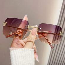1 Piece Women's Square Frameless Butterfly Gorgeous Personality Candy Color Y2K Fashion Glasses - Màu xanh lam - Xem 2