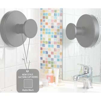 Strong Vacuum Suction Hook (Waterproof & Rustproof) - Vacuum Tech, No-Drill Installation, 15lbs Load, Fits Tiles/Glass, For Bathroom/Kitchen/Bedroom, Hangs Towels/Clothes/Toiletries, Stable And Secure