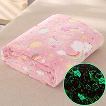Glow-In-The-Dark Blanket, Birthday/Christmas/Easter Gift - Soft Plush Flannel Throw Blanket With Pink Rainbow Pony Print Pattern. Ideal Gift For Kids, Grandchildren, Babies, Toddlers, Birthdays, Christmas! - Multicolor - View 5