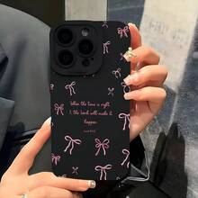Elegant Black Phone Case, Designed With A Bow And Bible Verses For IPhone 16, 11, 15, 14, 13, 12 Pro Max And XR Plus - A Perfect Christian Gift For Women And Daughters. - 黑色 - 查看 2