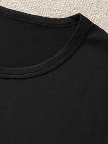 Disney Mickey Mouse Series Graphic Print Casual Fashion Short Sleeve T-Shirt, Slightly Stretchy, Opaque, Easy Care Fabric, Suitable For Everyday Wear - Black - View 6