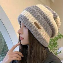 2025 New Brimless Women's Hat, Universal Striped Warm Lightweight Hat Autumn And Winter
