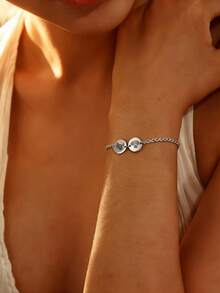 1pc Customized Pet Memorial Bracelet With Engraved Pet Portrait, Suitable For Dog And Cat Lovers, Personalized 1-3 Circle Pendant Gift, Pet Memorial Gift, Birthday Gift, Christmas Gift, Gift For Her - Multicolor - View 2