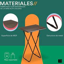 MUBSON Mesa Auxiliar Plegable Multiusos para Recamara, Sala, Camping yás de Madera MDF de 48 x 37.Desayunador o Mesa para Laptop Otami con Altura de 64.Mesa para TV Café - 1 - Ver 1