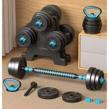 20kg 6-In-1 Weight Training Kit: Adjustable Dumbbells, Weight Plates, And Barbells For Gym, Home Workout, And Fitness Equipment - 15公斤 黑紅 - 查看 8
