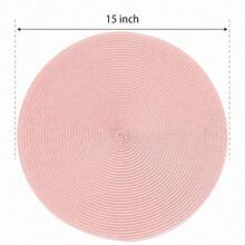 Round Braided Placemats Set Of 4 Table Mats For Dining Tables Woven Washable Non-Slip Place Mats 15inch (Pink, 4pcs),Pink15inchessetof4 - Pink15inciset4 - View 3