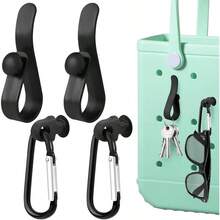 Keychain Hook Charms, 4Pcs Key Holder, Insert Clip, Carabiner Accessories Compatible With Bogg Bags, Beach Bags, Tote Bag, Organizer Women, Travel Use - 黑色 - 查看 1
