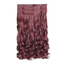 16inch 1-Pack 3/4 Full Head Curly Wavy Clips In On Synthetic Hair Extensions HE008 Hairpieces For Women 5 Clips 3.9 Oz Per Piece - Wine Red,FWineredss - 酒紅色 - 查看 1