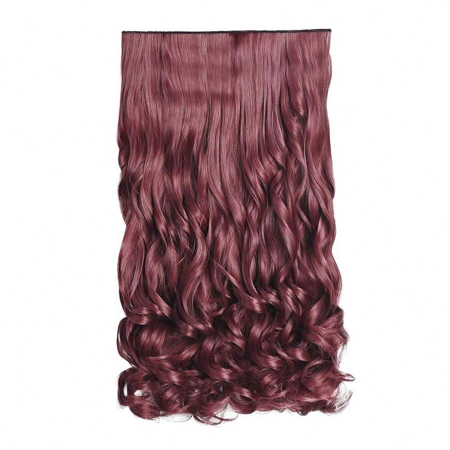 16inch 1-Pack 3/4 Full Head Curly Wavy Clips In On Synthetic Hair Extensions HE008 Hairpieces For Women 5 Clips 3.9 Oz Per Piece - Wine Red,FWineredss - 酒紅色 - 查看 1
