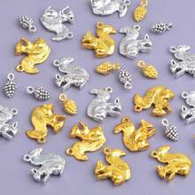 40pcs 2 Styles Alloy Cute Animal Squirrel Pendant Charms Acorn Pine Cone Nut Pendants Decoration Accessories For DIY Necklace Bracelet Keychains Jewelry MaFKing, 2 Colors,Squirrel - Squirrel - 查看 5