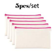 5/10/20/50 pièces Sacs à fermeture éclair en coton vierge DIY Sacs de rangement pour maquillage, cosmétiques, articles de toilette, papeterie, cadeaux - Beige - Voir 14