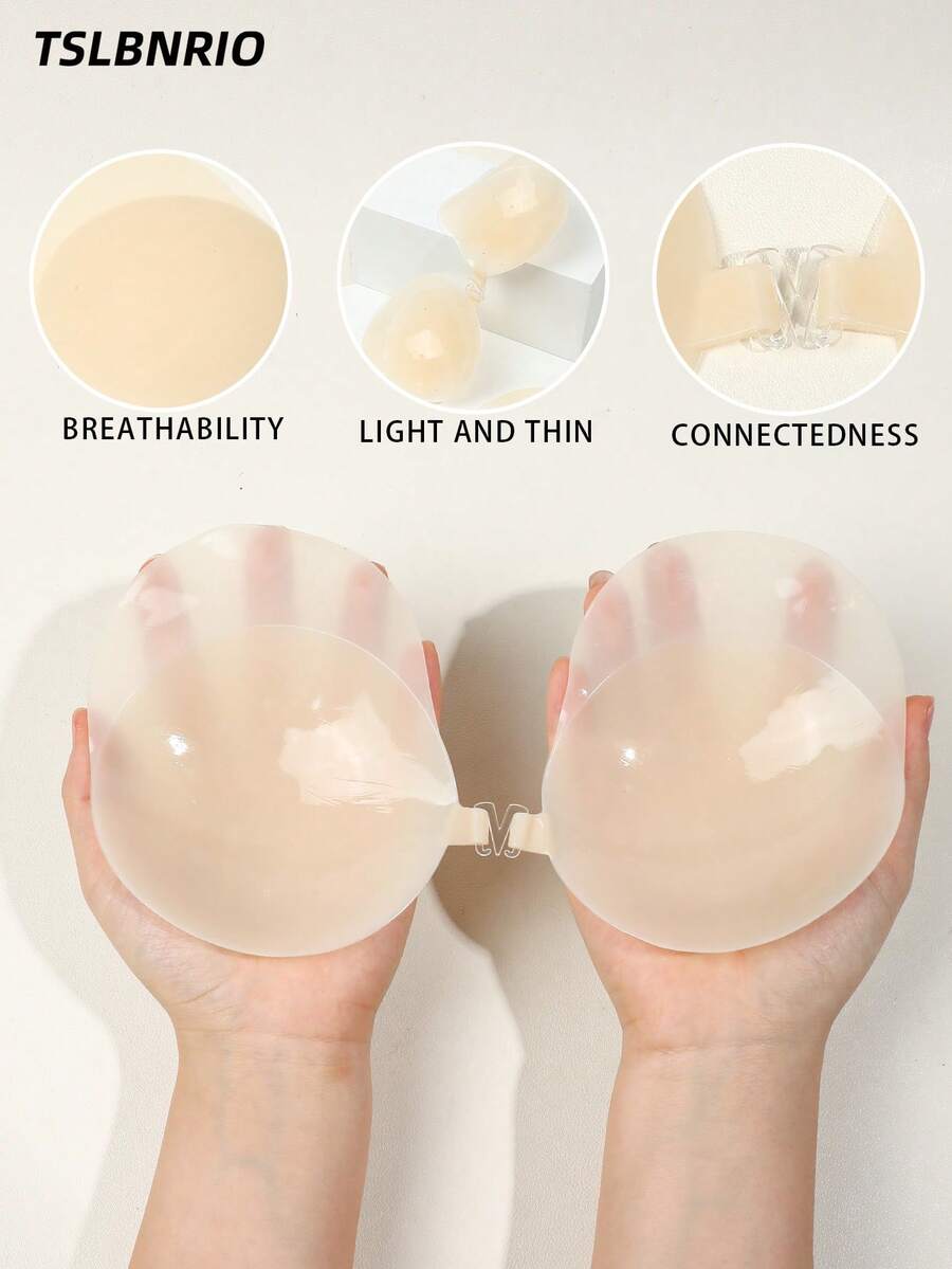 1 Pair Of Push-Up Adhesive Bras, Women's Invisible Underwear, Nipple Covers, Can Enhance Cleavage And Lift - Multicolor - View 1