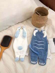 1pc Soft, Absorbent & Quick-Dry Cute Cartoon Elephant, Cat, Rabbit Animal Silhouette Hand Towel, Hanging Bathroom Hand Drying Cloth - Multicolor - View 4